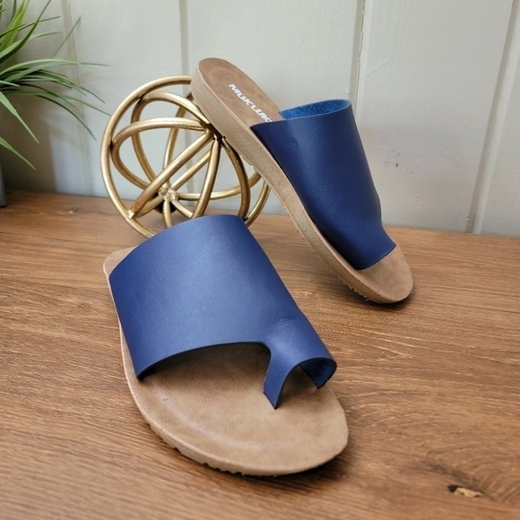 Muk Luks About Face Blue Slip on Toe Wrap Sandals Size 6 - Picture 4 of 16